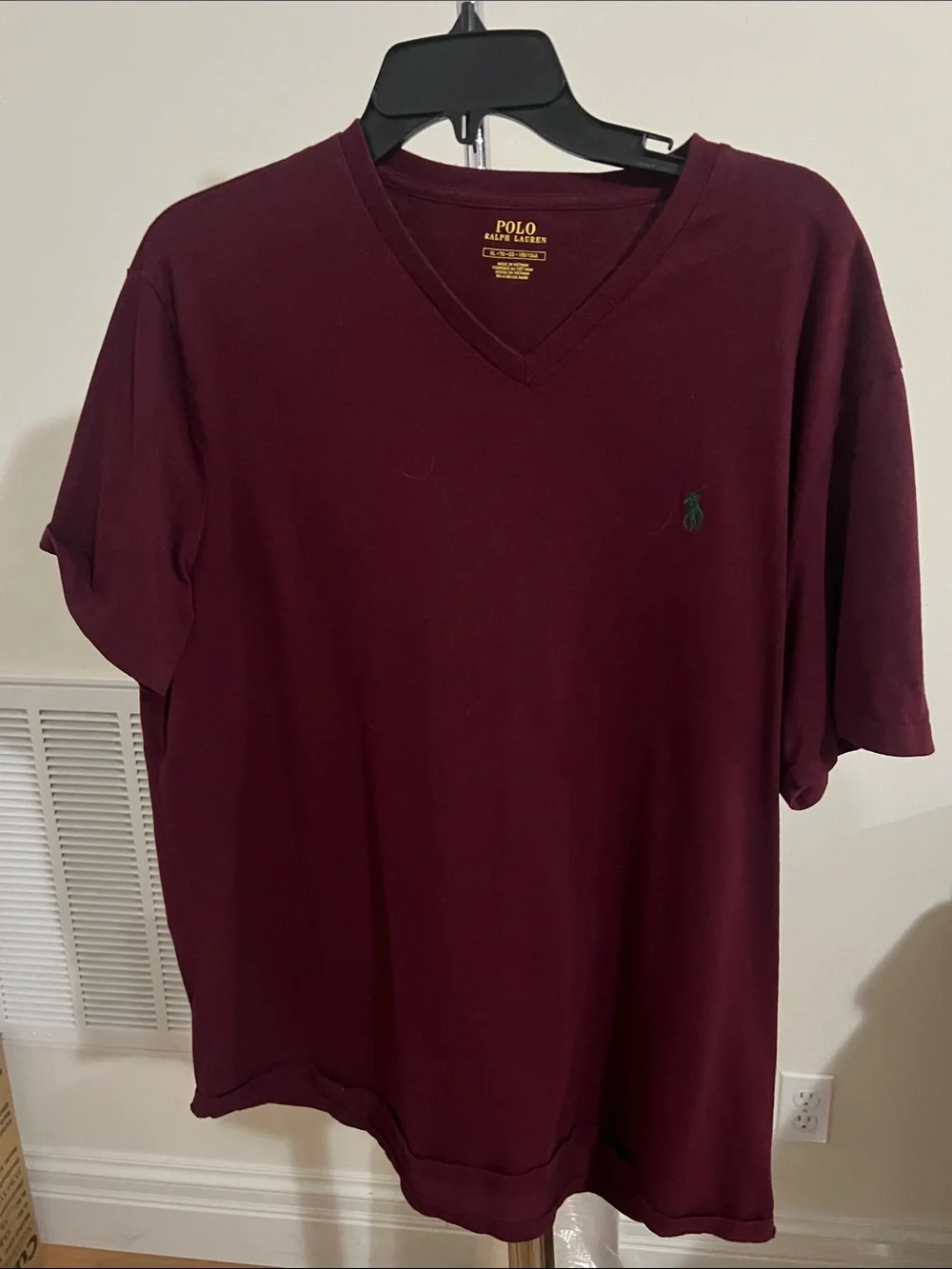 Polo by Ralph Lauren Men's V-Neck Tee in Burgundy